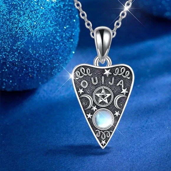 Ouija Necklace Halloween Whimsigoth Silver Color Necklace Triple Moon Goddess - Picture 1 of 3